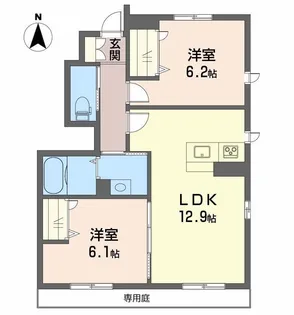 ショーンはなみずき B棟【1階】の間取り
