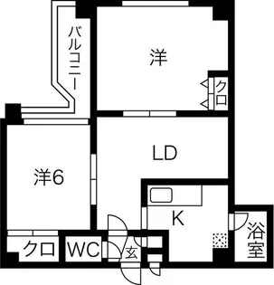 メトロサイドパレス北大前【6階】の間取り