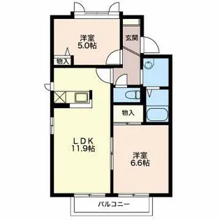フロール B【2階】の間取り