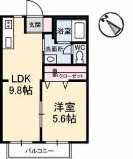 ウイング美咲 A棟【1階】の間取り