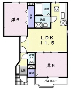 ビィラ・ヴェルジュI【1階】の間取り