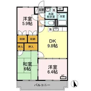 サンライズ駅部田【3階】の間取り