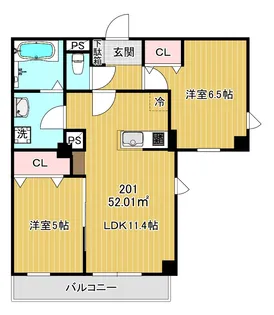 ミライエ花京院【2階】の間取り