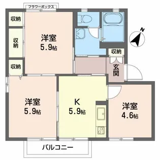 サンライズ向洋A【2階】の間取り