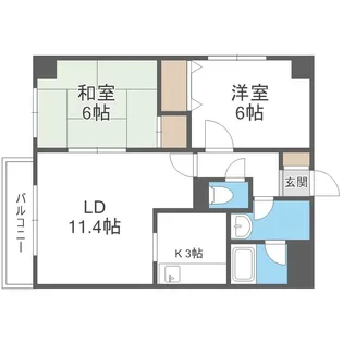 北海道札幌市中央区宮の森二条7【マンション】の間取り