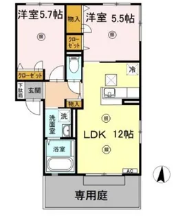 ボヌール羽屋K【1階】の間取り