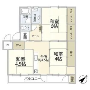 船橋グリーンハイツ3号棟【4階】の間取り