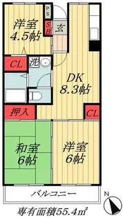 千葉県市川市下新宿【マンション】の間取り