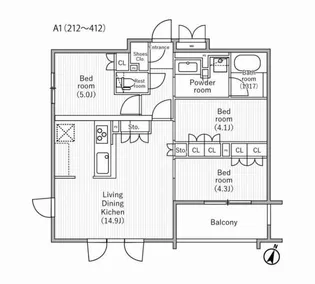 東京都世田谷区桜丘5【マンション】の間取り