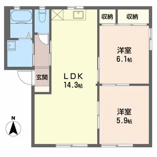 グリーンハイツSS B棟【1階】の間取り