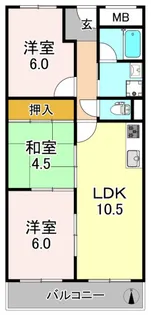 ダイヤモンドハイツ橋原【2階】の間取り