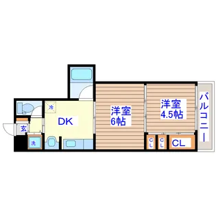 クレスト連坊【6階】の間取り