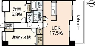 イワーサ楽々園【3階】の間取り