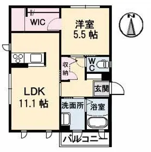 ドゥ・カショーエプ【2階】の間取り