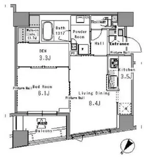 パークアクシス日本橋浜町【8階】の間取り