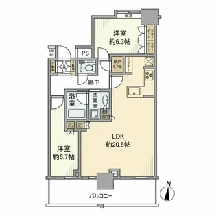 プラウドタワー名古屋栄【15階】の間取り