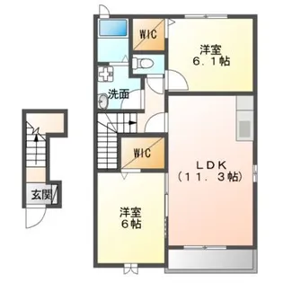 メロウ・ウィステリアB棟【2階】の間取り