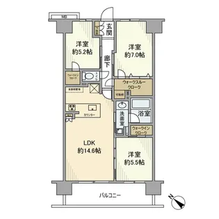 サンクレイドル伊勢原レジデンスブルームコート【14階】の間取り