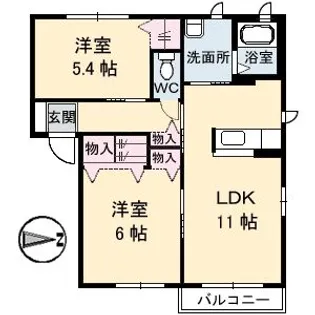クレールT B棟【2階】の間取り
