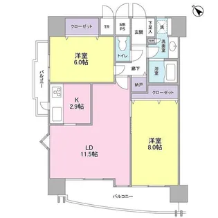 フラットパル山王【7階】の間取り