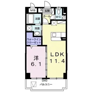 グランモンターニュI【1階】の間取り