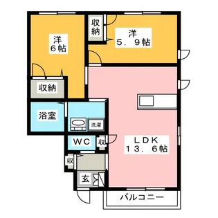 ピースポート板山【1階】の間取り