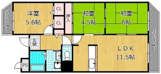 ヴィラージュ樟葉【4階】の間取り