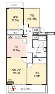 厚木リバーサイド2号棟【5階】の間取り