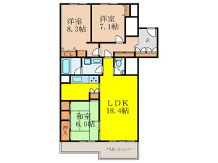 メゾン千里D6棟【5階】の間取り