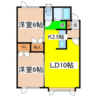グレイヒルズB【1階】の間取り