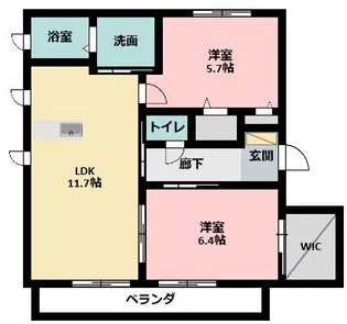 フラットフィールド【2階】の間取り