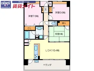 サンマンションアトレ松阪駅前【11階】の間取り