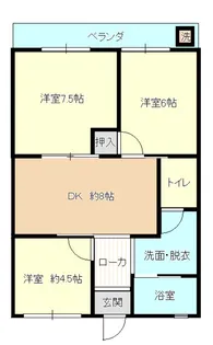 リビングハイツ牧A【3階】の間取り