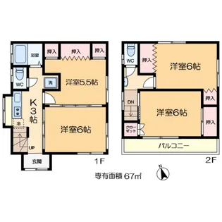 東京都葛飾区細田1【一戸建】の間取り