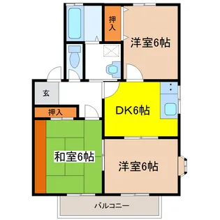 ハイカムール桜木B【2階】の間取り