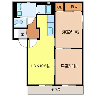 カームエイトD棟【1階】の間取り