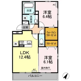 ヴィラージュ月出 A【3階】の間取り