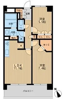 2LDKの間取り画像