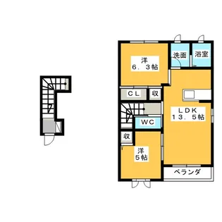 グランデュールB【2階】の間取り