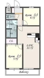 ドゥボヌール【3階】の間取り