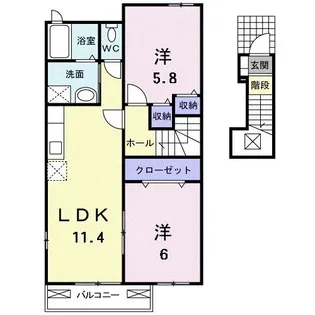 サンリセスB【2階】の間取り