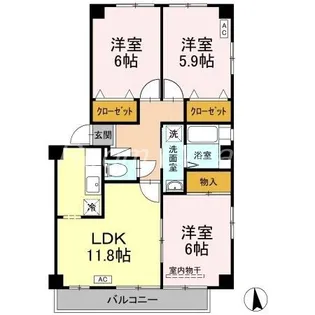 サンブルック佐古II【3階】の間取り