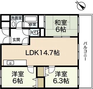 グレイスカワイII【6階】の間取り
