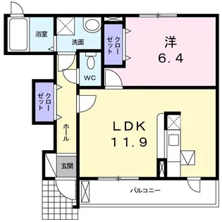 ブライト ウィステリア【1階】の間取り