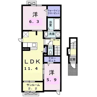 リヨン 鯖江 02【2階】の間取り