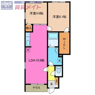 エスポアールドミール【1階】の間取り
