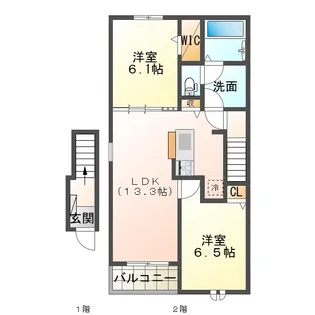 ニューライズ南風 B【2階】の間取り