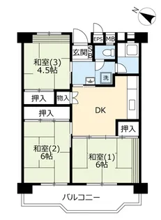 UR北坂戸駅前ハイツ【9階】の間取り