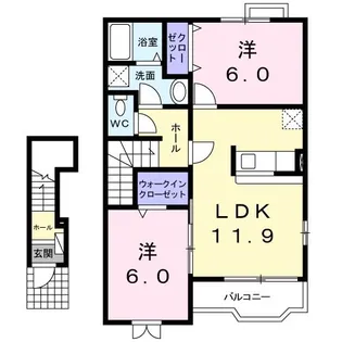 ジュネス馬場A【2階】の間取り