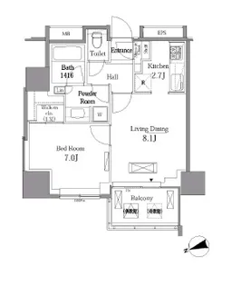 レジディアタワー目黒不動前【13階】の間取り